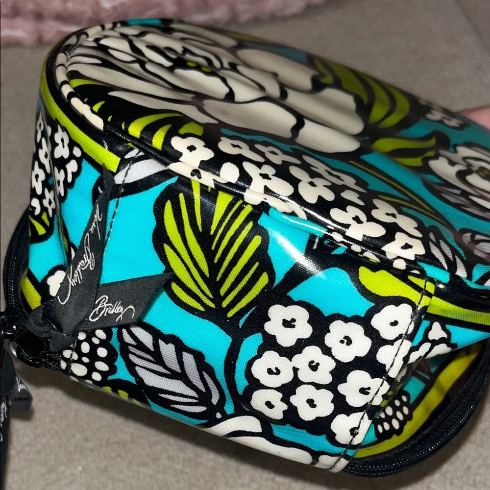 Vera Bradley Floral Teal Cosmetic Case - Small Travel Pouch